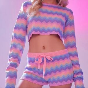 Colorful Zigzag Knit Lounge Set